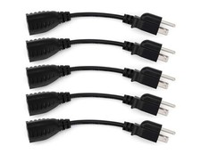 Sewell 6-Inch Power Extension Cable, 5-Pack, Outlet Saver, 18 AWG SW-30376-5P picture