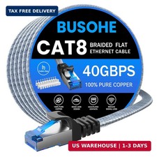 BUSOHE Cat 8 Ethernet Cable 50 ft, Nylon Braided High Speed Heavy Duty Network L picture