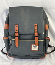 Feskin Professional Business Laptop Backpack Fashion Casual Gray Durable Canvas picture