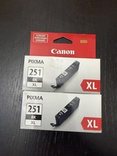 2x Genuine Canon CLI-251XL BK Black Ink Cartridges OEM 6448B001 PIXMA picture