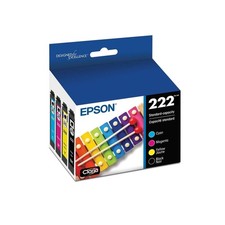 Genuine Epson 222 Black Color Ink Cartridges 4 Pack CMYK OEM T222120-BCS picture