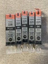 Canon Ink Cartridges 5-pack Black PGI-220 PGBK CLI-221 BK Genuine New picture