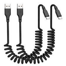 Quickeep Car Carplay Cable 2Pack 3ft Coiled USB A to C 3FT-2pack, Black picture