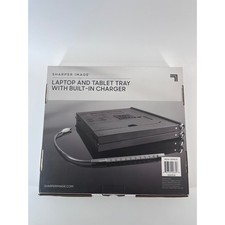 Sharper Image Laptop and Tablet Tray Built-in Charger Power Bank LED Light Black picture