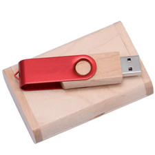 Custom Logo Rotate Metal wood Flash Drives 32GB 64GB 16GB Pen Drive Memory Stick picture