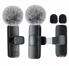 2.4GHz Wireless Lavalier Clip-On Microphone USB-C Noise Reduction Black Omni picture