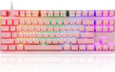 MOTOSPEED CK82 87-Key Mechanical Gaming Keyboard Red Switch Pink Rainbow LED picture