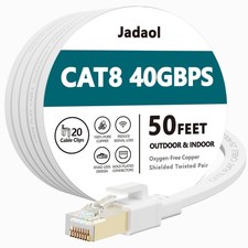 Cat 8 Ethernet Cable 50 ft, 40Gbps 2000MHz Flat RJ45 S/FTP LAN Patch Cable, H... picture