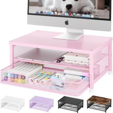 Ergonomic Monitor Stand W/ 2-Tier Desk Organizer & Non-Slip Pads Office Use picture