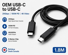 USB-C to USB-C Cable 1.8 M 100W 5A 20Gbps Data Video Dock Cable OEM picture