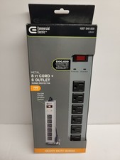 Commercial Electric Metal 6-Outlet Surge Protector 8ft Cord 700 Joules Gray NEW picture