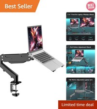 2 in 1 Laptop Desk Mount with Gas Spring Arm, Monitor Laptop Stand for 12-17 Inc picture