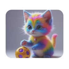 Colorful Cat Mouse Pad - Whimsical Rainbow Kitty Design, Cute Desk Accessory picture