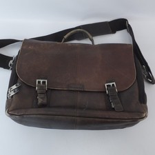 Samsonite Brown Leather Laptop Distressed Bag Briefcase Messenger Shoulder Bag picture