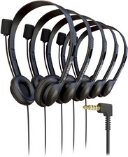 5 Pack Bulk Wired On-Ear Leather Headsets with Boom Microphone picture