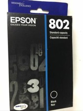 New Sealed Genuine Epson DuraBrite 802 Standard Ink Cartridge Black EXP 07/2024 picture