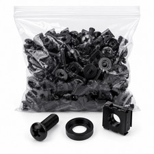 M6 Rack Mount Cage Nuts & Screws with Washers, Square Clips, 50pcs, Black lot picture