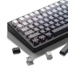 White/Grey Topographic keycap Sets Line Backlit Gradient keycaps Shine Throug... picture