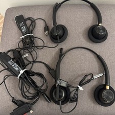 2 Plantronics Headsets With Poly DA80 And DA85 USB Adapters UNTESTED picture