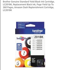 Brother Genuine Standard Yield Black Ink Cartridge, LC201BK, Replacement Black picture