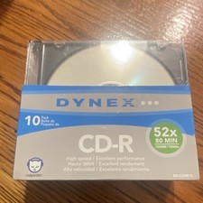 Dynex CD-R Recordable 10-Pack 700MB 80 Min 52x Slimline Jewel Case DX-CDMR10 picture