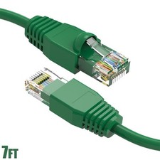 7FT Cat6A RJ45 Ethernet LAN Network UTP Patch Cable Cord Copper Gold 24AWG Green picture