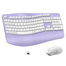 Ergonomic Wireless Keyboard and Mouse Combo, Wave Keys Keyboard with Wrist Re... picture