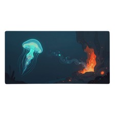 Bioluminescent Jellyfish Gaming Mouse Pad Extended Desk Mat 36x18 Ocean Non-Slip picture