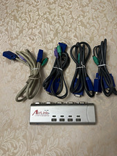AirLink101 AKVM-4 4-Port KVM Switch VGA PS/2 w/ 4 Cable Sets Tested Working picture