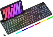 Wireless Keyboard with 7-Color RGB Backlit, Full-Size Computer Keyboard with ... picture