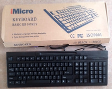 iMicro KB-819EB 107-Key Wired PS/2 Basic Keyboard Black NEW in Original Box picture