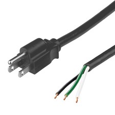 NACC Power Whip NEMA 5-15P to Open Ended 2 ROJ 1/4 Strip 10A 125V - B picture