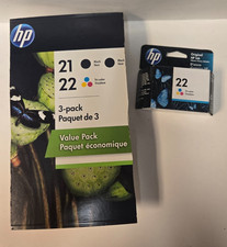 LOT OF 3 HP  21 Black & 22 Color Ink Combo Pack Original  Genuine HP New Sealed picture