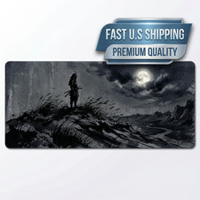 Samurai Moon Silhouette Gaming Mouse Pad Extended Desk Mat 36x18 Japanese Art picture