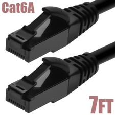 7FT Cat6A RJ45 Network LAN Ethernet UTP Patch Cable TPE Outdoor 500MHz Black picture