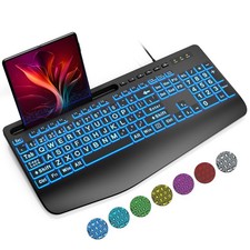 SABLUTE K21 Pro Large Print Backlit Keyboard, Wired USB Computer Black  picture