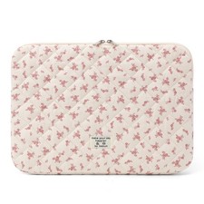 1515.6 Inch Puffy Quilted Laptop Sleeve Floral Case Compatible MacBook Pink picture