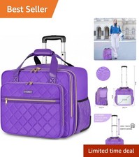 Water-Resistant 17.3-Inch Rolling Laptop Bag for Women - Large Capacity Purple picture