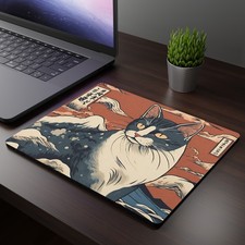 Japanese art Cat Mouse Pad, Cat Ukiyo-e style mousepad, Japan desk accessories picture