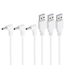 USB 2.0 A Type to DC 3.5x1.35mm 90 Degree Angle Barrel Power Cable 3pcs White picture