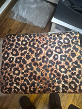 Quilted Leopard Print Lap Top Bag Brown Black picture