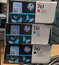 New Genuine OEM Factory Sealed HP 761 Set of 3 Inkjet Cartridges 2021-2022 picture
