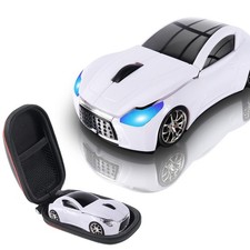 elec Space Wireless Mini Mouse with Case - Cute Sports Car Shape, White picture