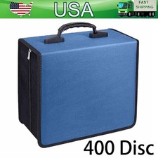 400 Capacity CD DVD Case, Portable Zipper Disc Storage Organizer Bag Blue picture