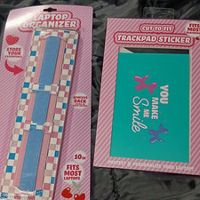 Cut-to-Fit Trackpad Sticker 10 in Universal Laptop Organizer Strip Teal Smile picture