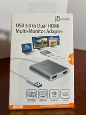 j5create JUA365 USB 3.0 to Dual HDMI Multi-Monitor Adapter 4K NEW SEALED picture