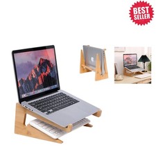 Dual-Use Bamboo Laptop Stand for Ergonomic Comfort - Fits 13-18.6 inch Devices picture