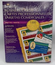 Royal Brites 1000 Matte Printable Business Cards White Inkjet Laser NOS Sealed picture