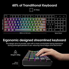 KOORUI GAMING KEYBOARD 60 PERCENT, WIRED ULTRA-COMPACT MECHANICAL -  BLACK picture