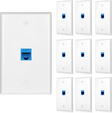 10 Pack Ethernet Wall Outlet Cat6 Plate RJ45 Keystone Jack 1 Port Panels Gifts N picture
